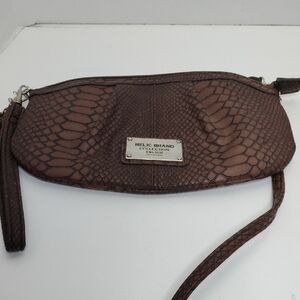 Relic Brown Embossed Leather Wristlet Crossbody